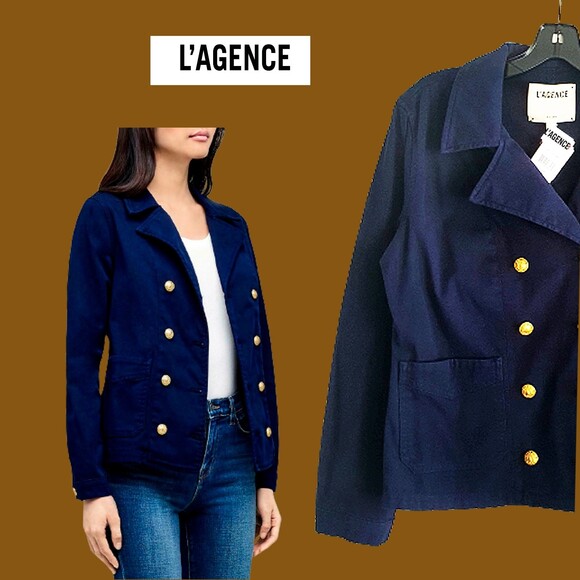 L'AGENCE NEW Old Money Double Breasted Cotton Gabardine Jacket S - Picture 4 of 10
